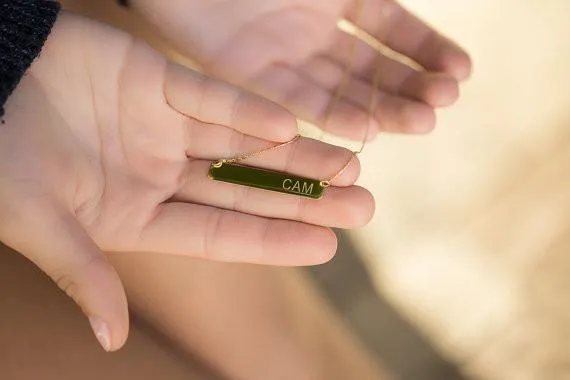 Silver or Gold Bar Necklace Initials Necklace