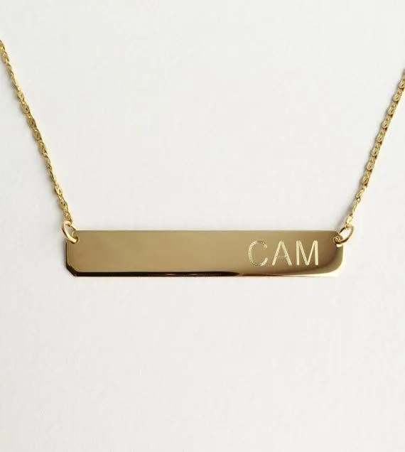 Silver or Gold Bar Necklace Initials Necklace