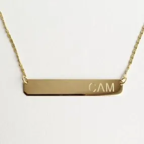 Silver or Gold Bar Necklace Initials Necklace