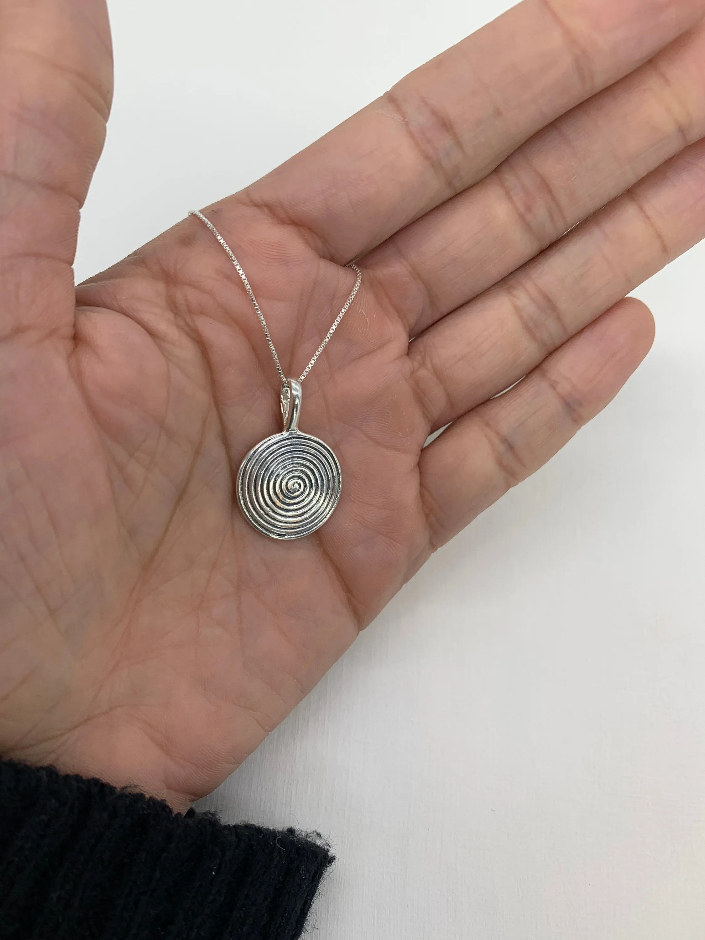Silver Spiral Necklace - Silver Circle Pendant - Silver Infinity Necklace
