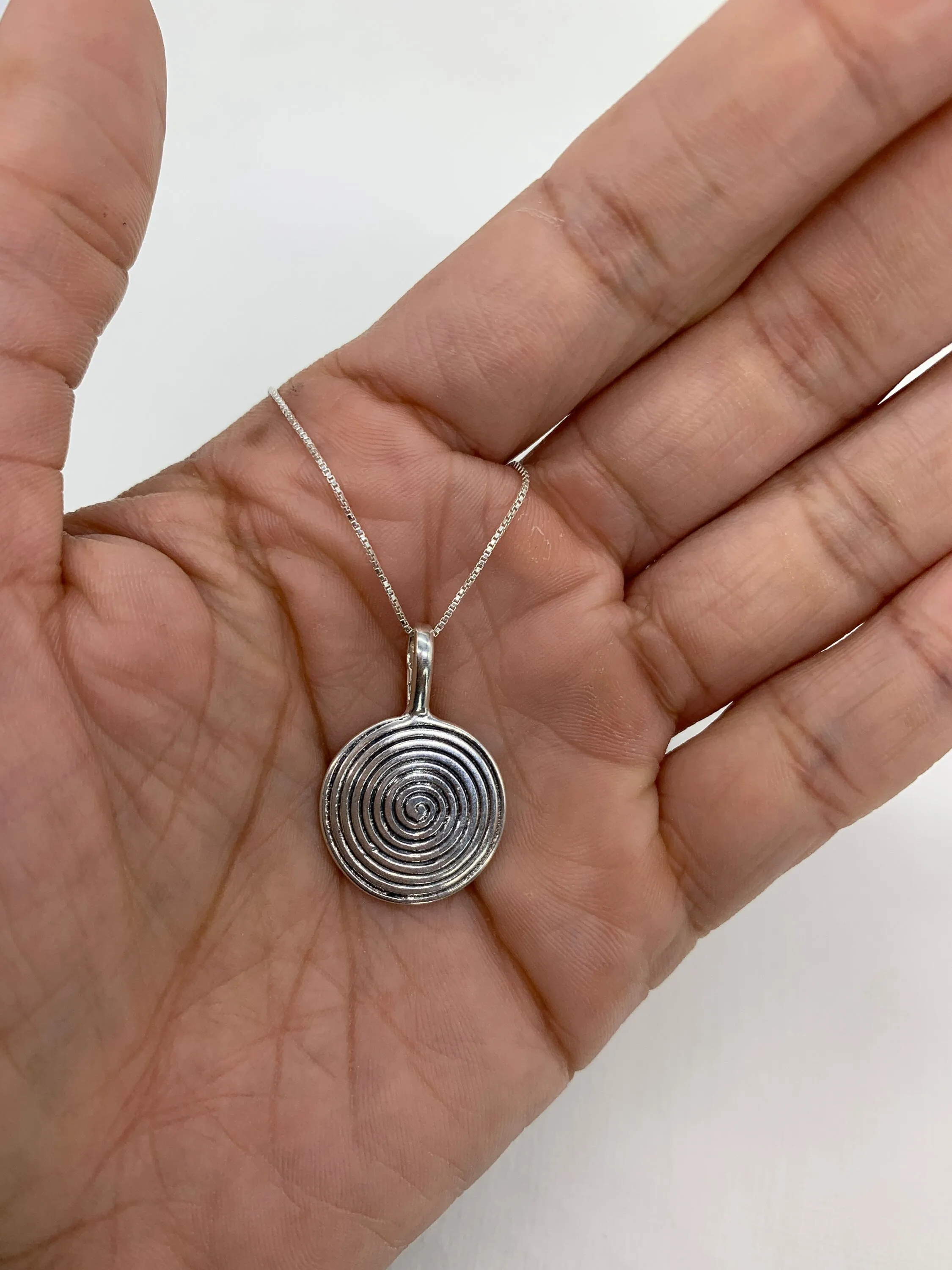 Silver Spiral Necklace - Silver Circle Pendant - Silver Infinity Necklace
