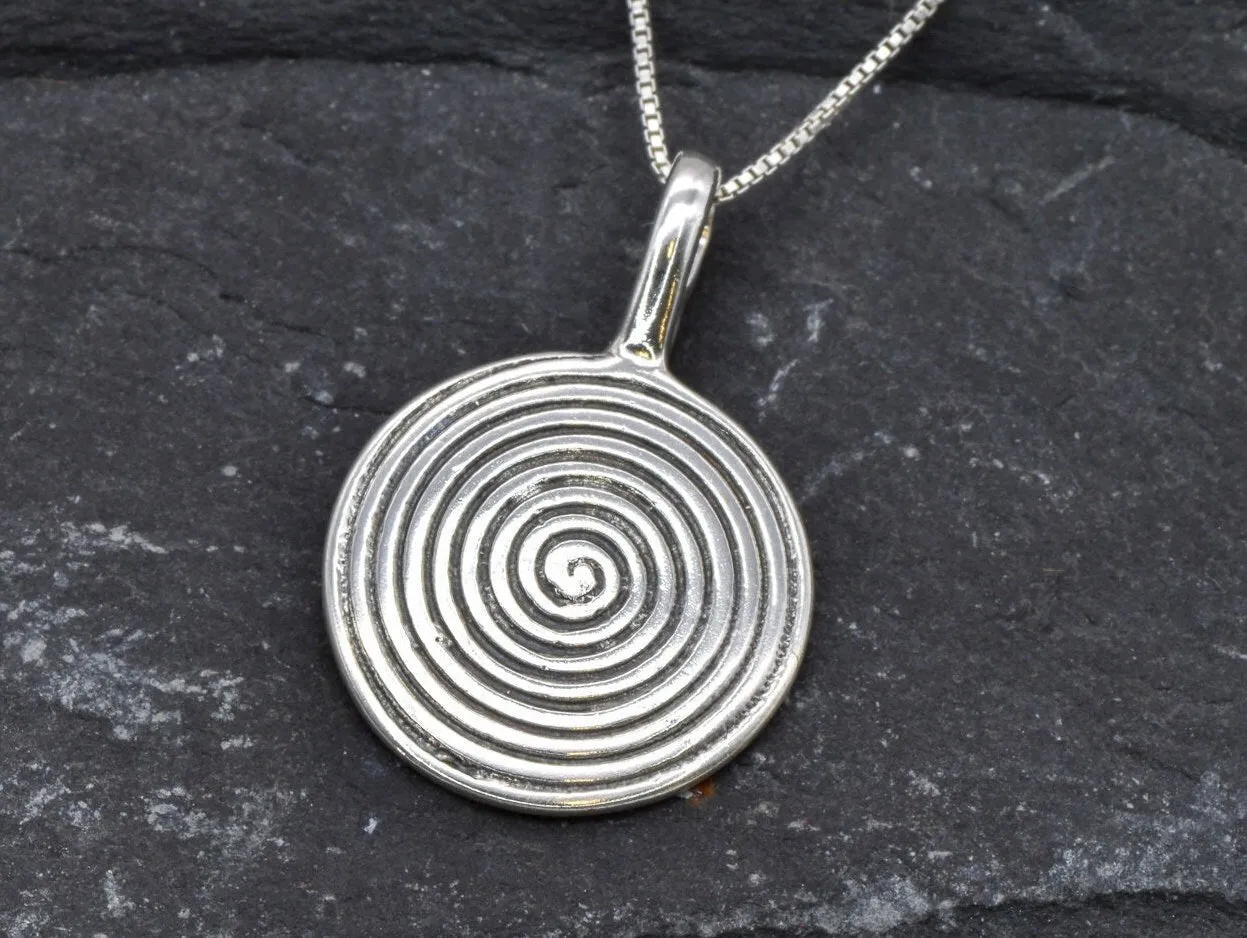 Silver Spiral Necklace - Silver Circle Pendant - Silver Infinity Necklace