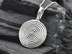 Silver Spiral Necklace - Silver Circle Pendant - Silver Infinity Necklace