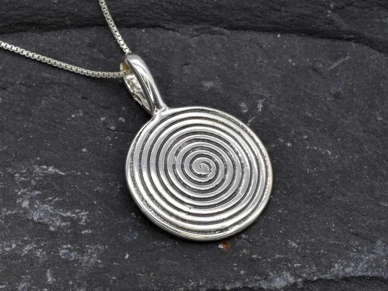 Silver Spiral Necklace - Silver Circle Pendant - Silver Infinity Necklace