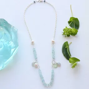 Sora - Aquamarine Multi Gemstone Silver Necklace