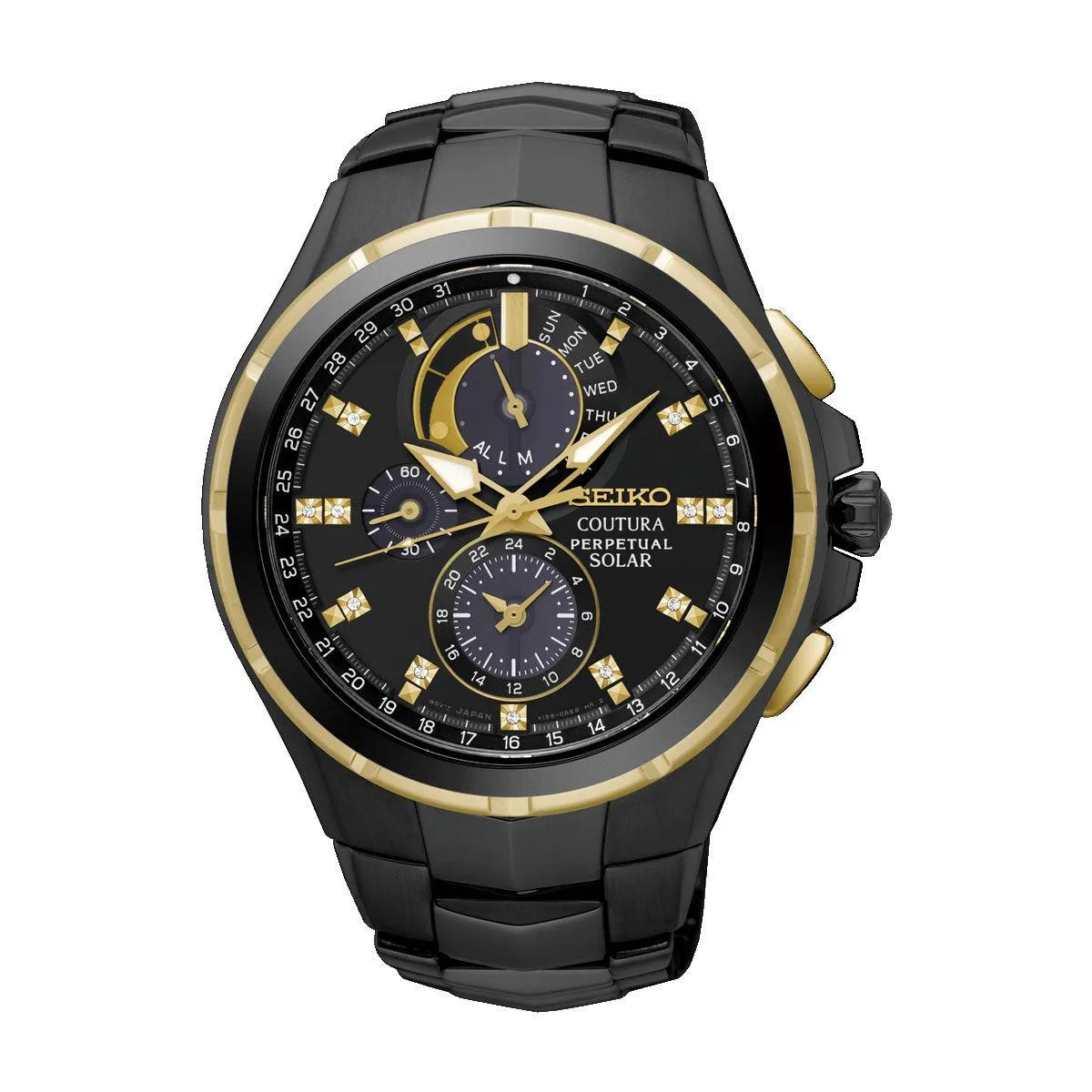 SSC573P - Mens Black Diamond Set Perpetual Calendar Coutura Solar Watch