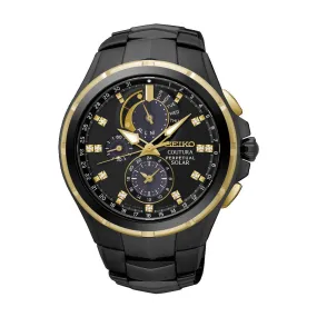 SSC573P - Mens Black Diamond Set Perpetual Calendar Coutura Solar Watch