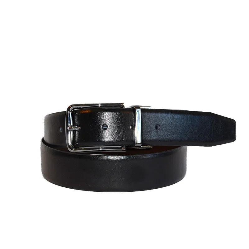 STEFANO - Mens Black and Brown Reversible Genuine Leather Belt