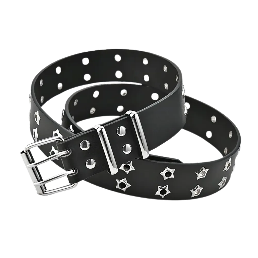 Stellar Obsidian Double-Buckle Rivet Belt