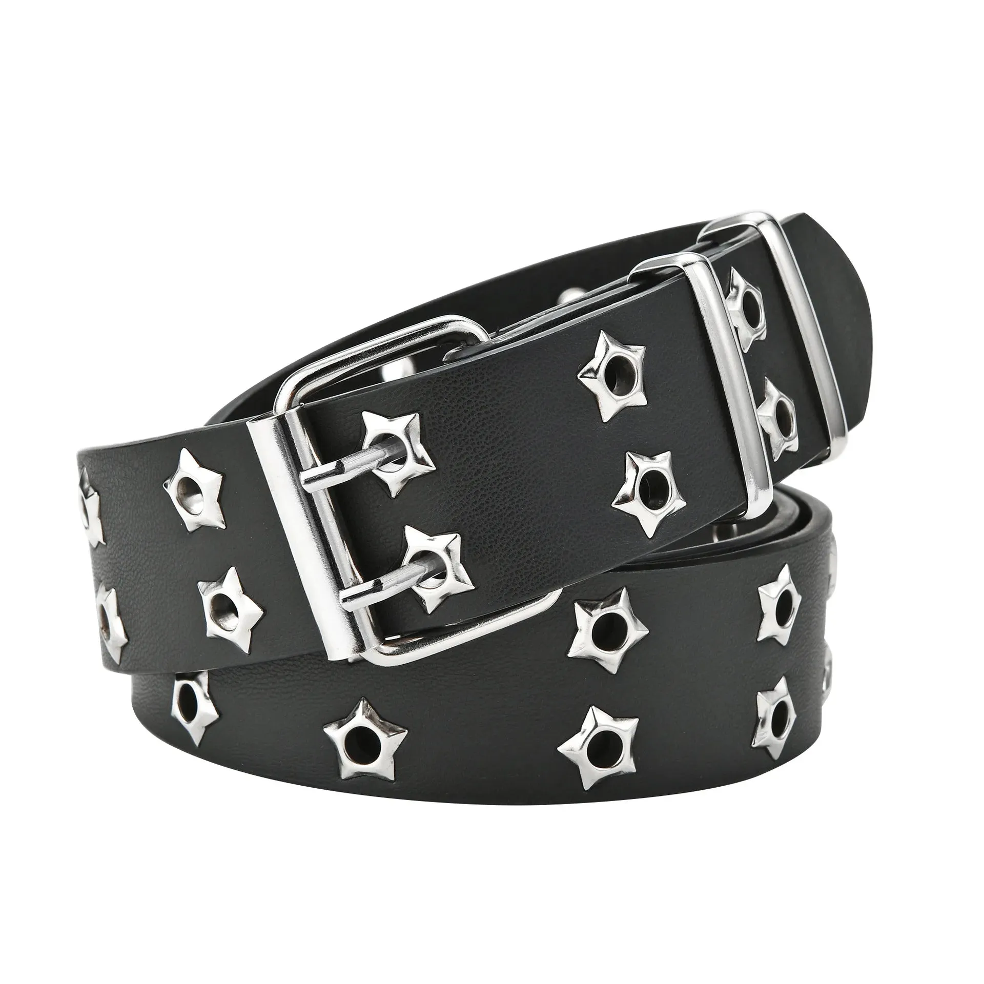 Stellar Obsidian Double-Buckle Rivet Belt