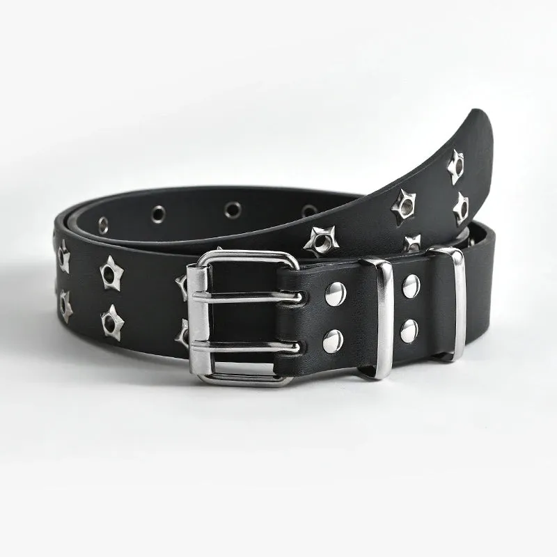Stellar Obsidian Double-Buckle Rivet Belt