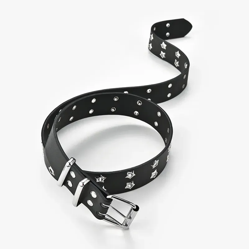 Stellar Obsidian Double-Buckle Rivet Belt