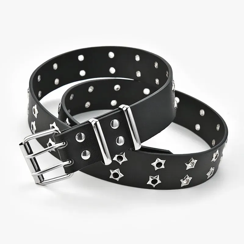 Stellar Obsidian Double-Buckle Rivet Belt