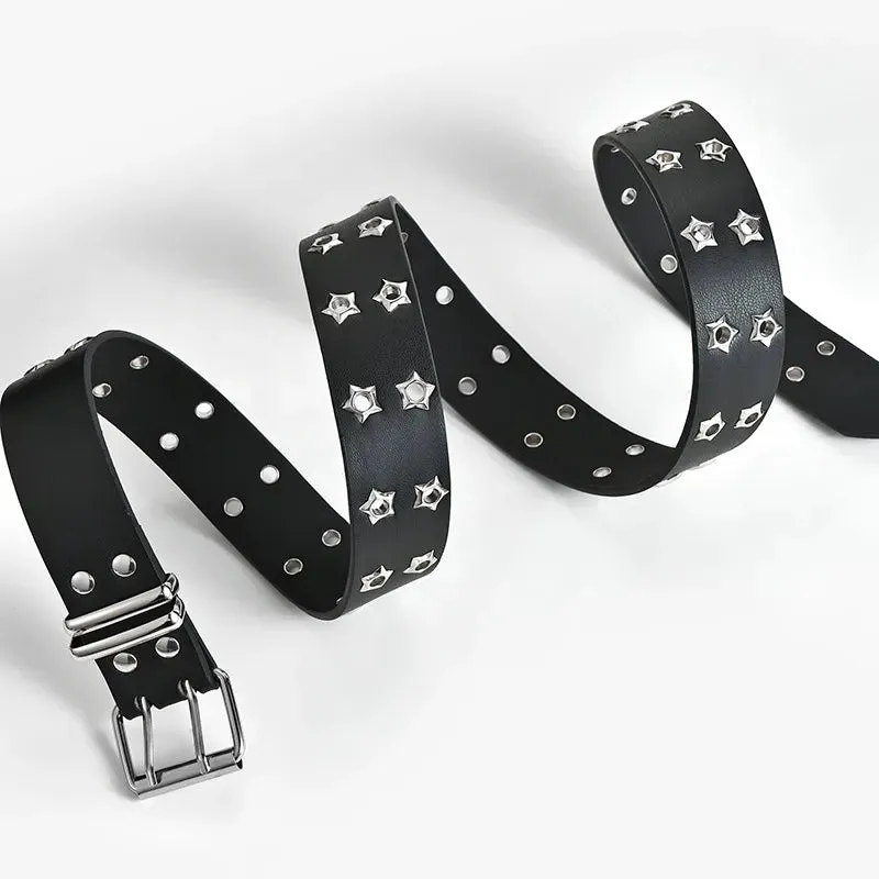 Stellar Obsidian Double-Buckle Rivet Belt