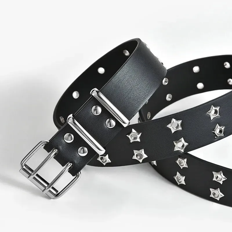 Stellar Obsidian Double-Buckle Rivet Belt