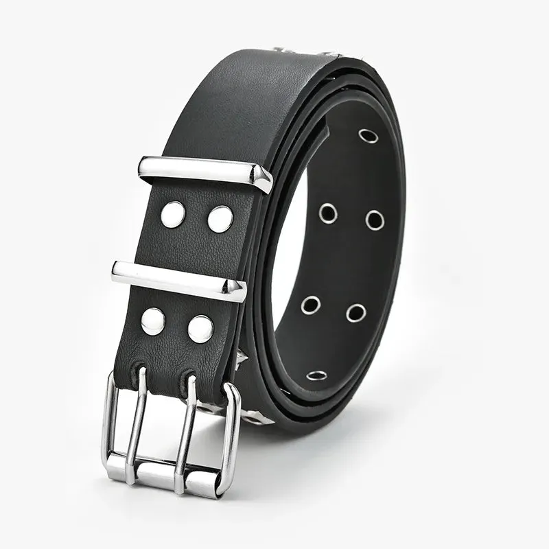 Stellar Obsidian Double-Buckle Rivet Belt