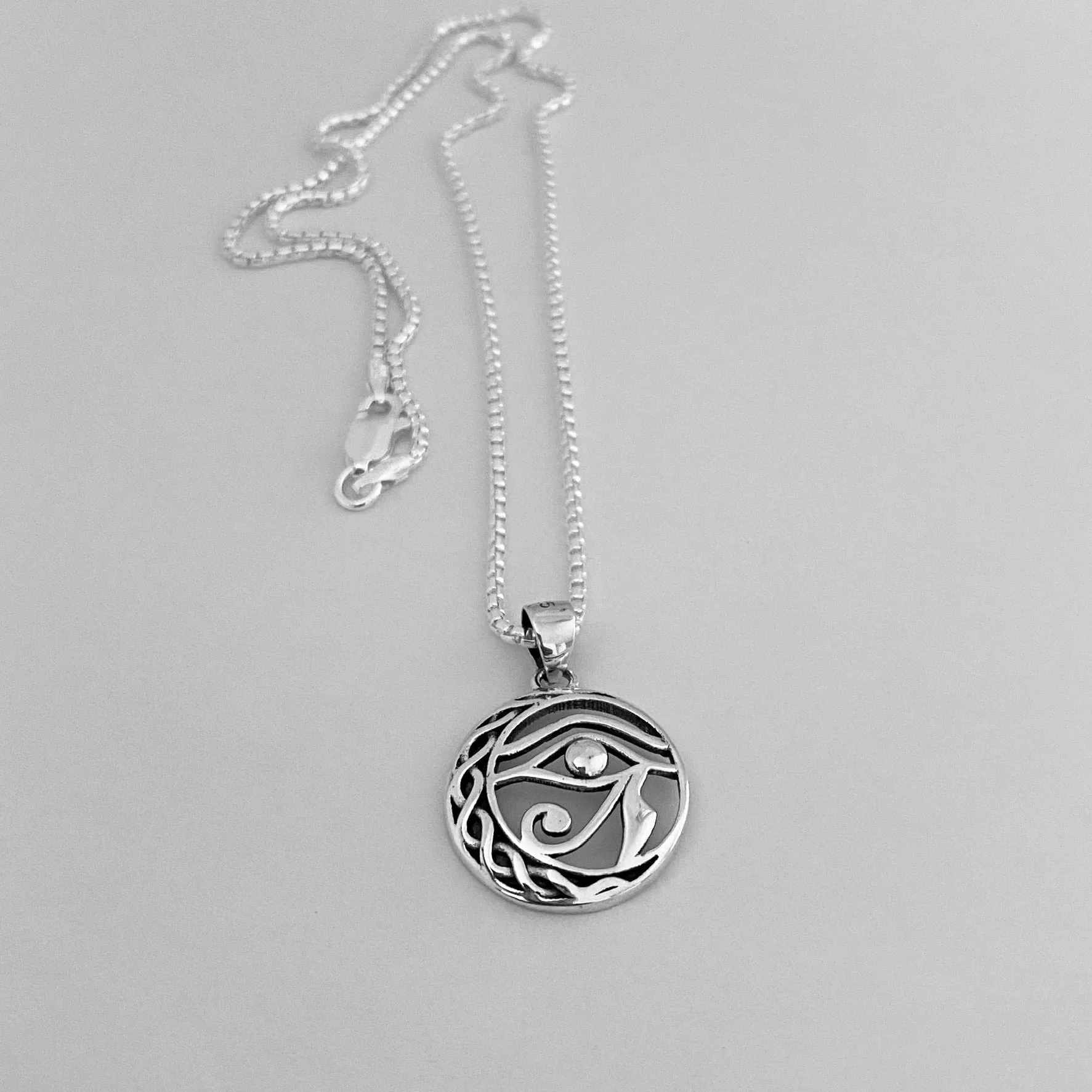 Sterling Silver Eye of Horus Necklace, Evil Eye Necklace, Silver Necklaces, Eye of Ra Necklace