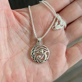 Sterling Silver Eye of Horus Necklace, Evil Eye Necklace, Silver Necklaces, Eye of Ra Necklace