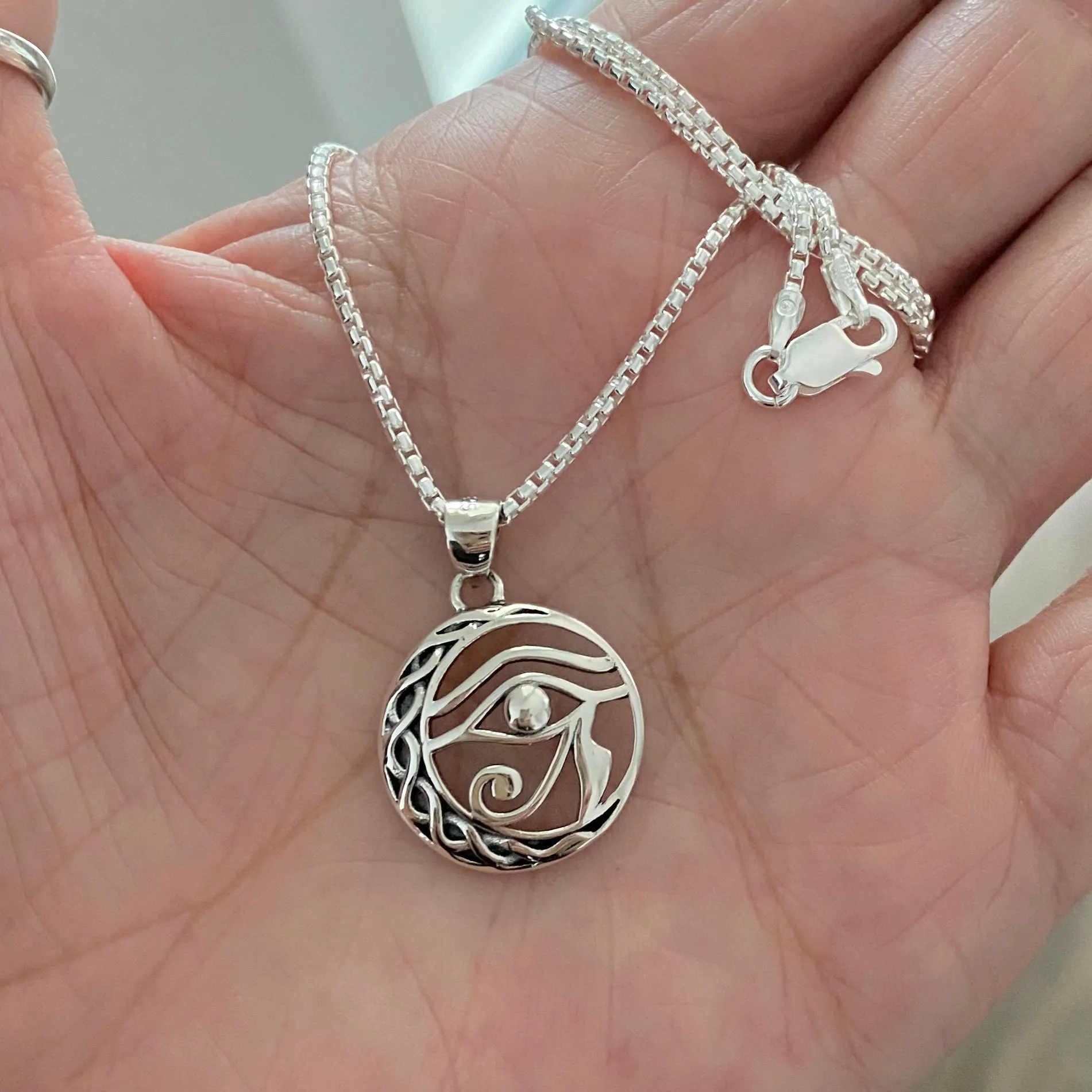 Sterling Silver Eye of Horus Necklace, Evil Eye Necklace, Silver Necklaces, Eye of Ra Necklace