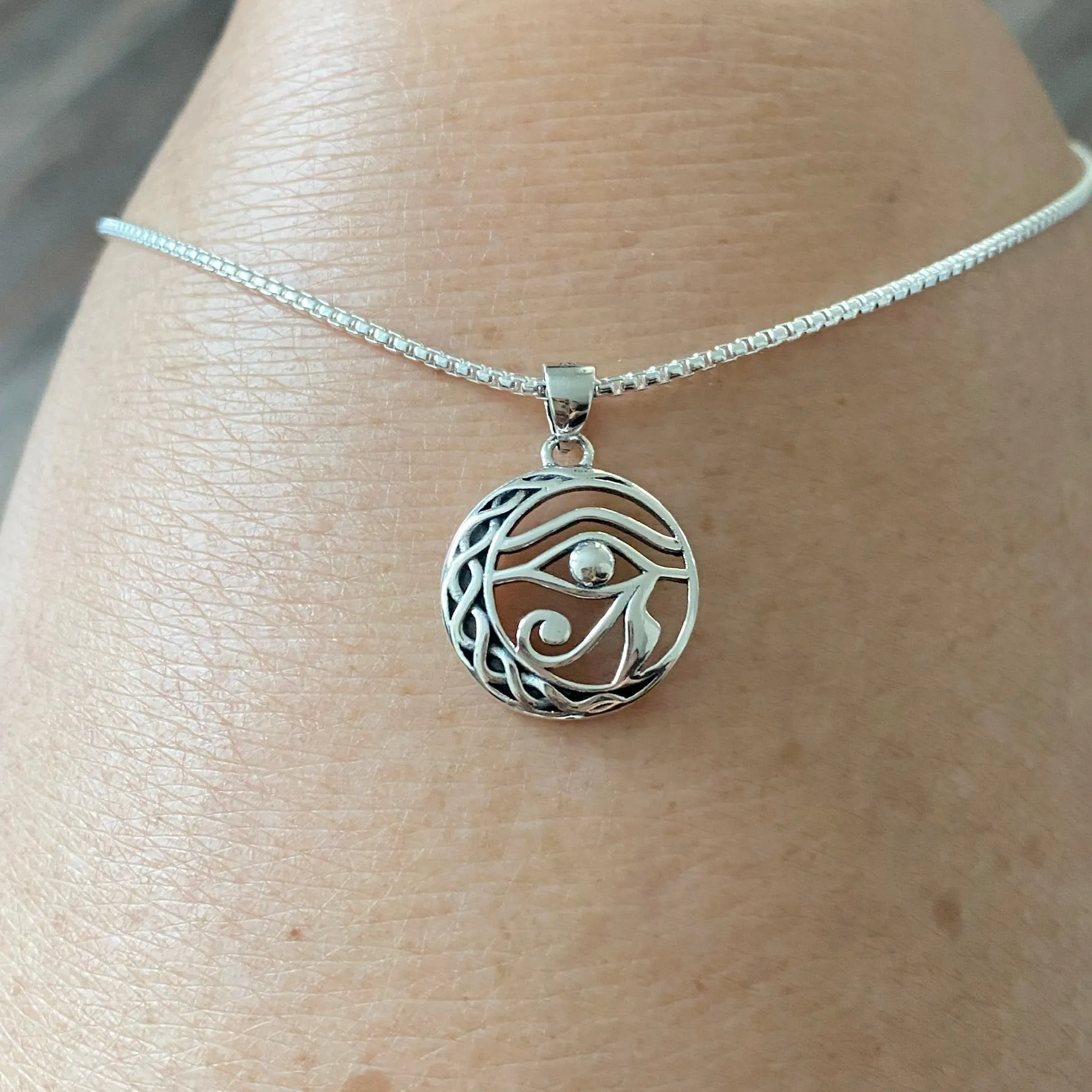 Sterling Silver Eye of Horus Necklace, Evil Eye Necklace, Silver Necklaces, Eye of Ra Necklace