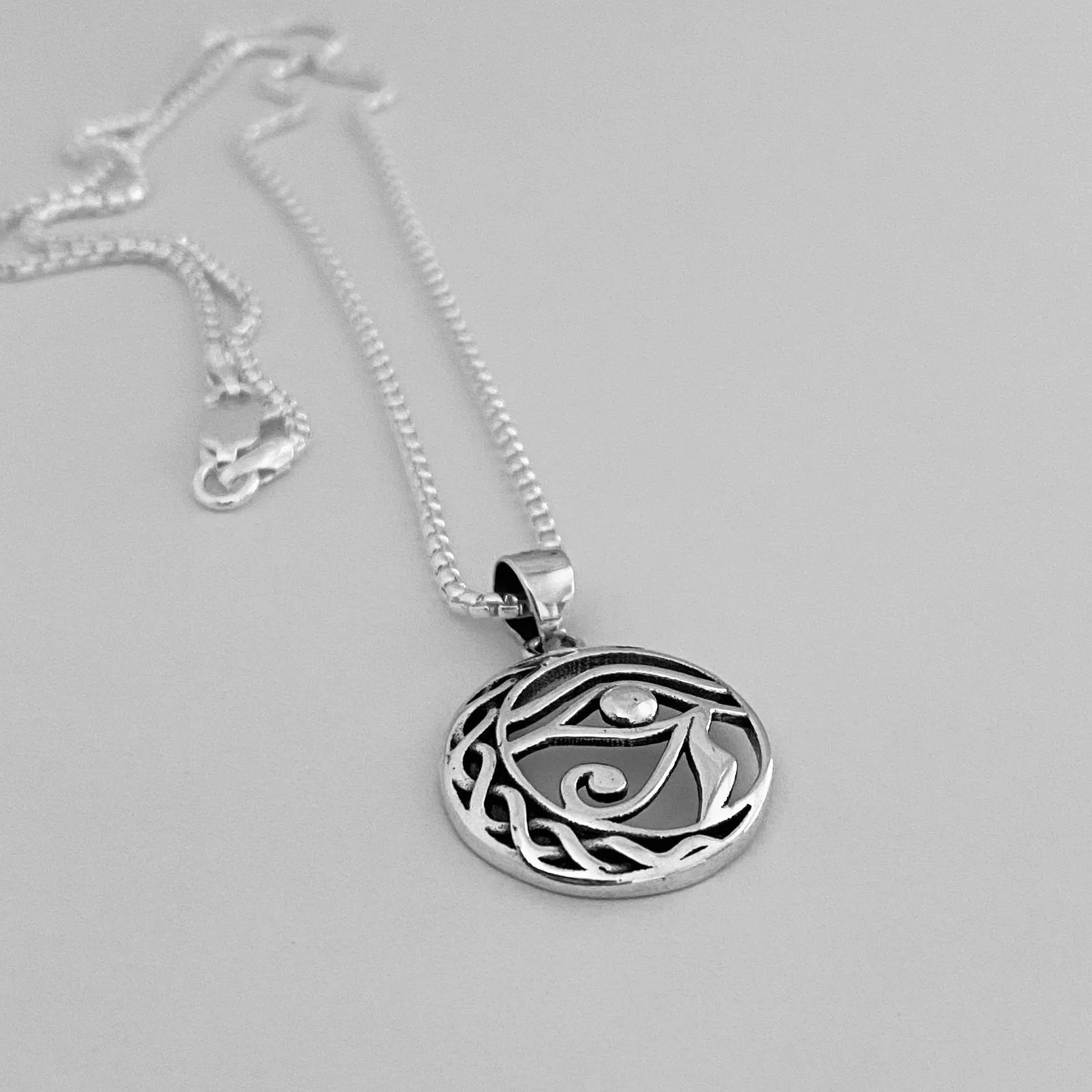 Sterling Silver Eye of Horus Necklace, Evil Eye Necklace, Silver Necklaces, Eye of Ra Necklace