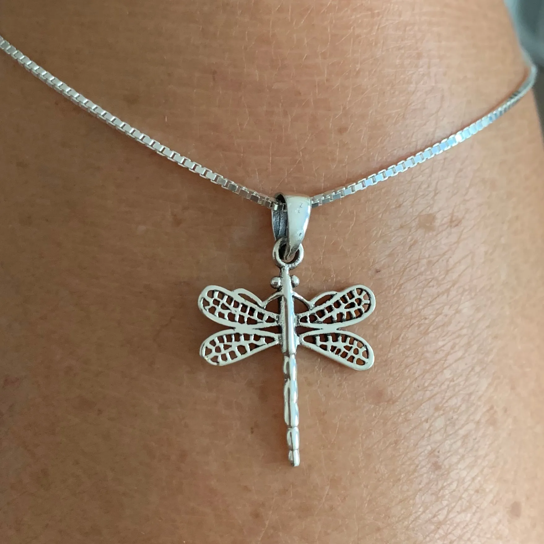 Sterling Silver Large Dragonfly Necklace, Silver Necklace, Boho Necklace, Spirit Necklace