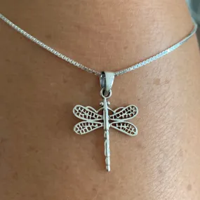 Sterling Silver Large Dragonfly Necklace, Silver Necklace, Boho Necklace, Spirit Necklace