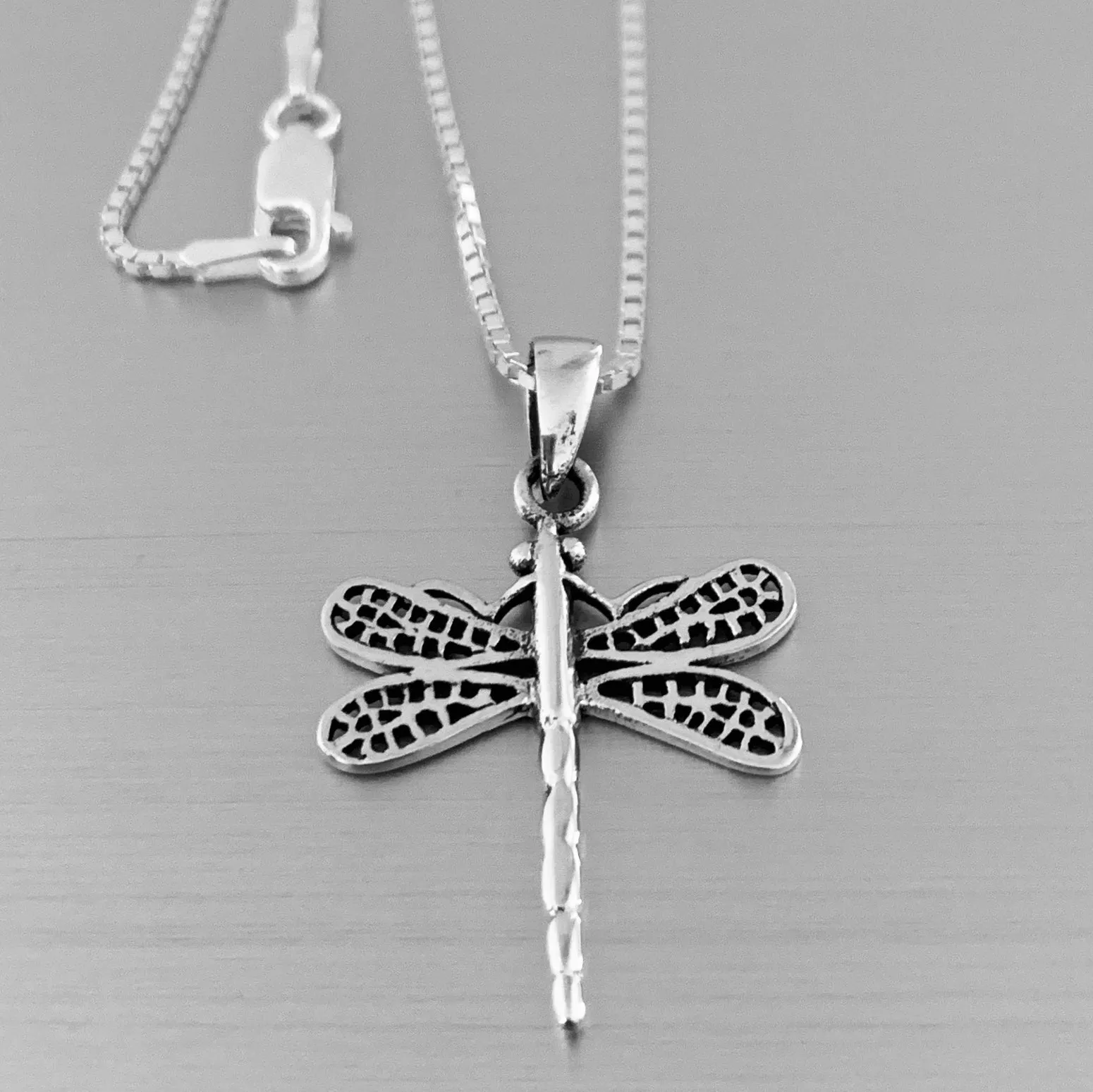 Sterling Silver Large Dragonfly Necklace, Silver Necklace, Boho Necklace, Spirit Necklace