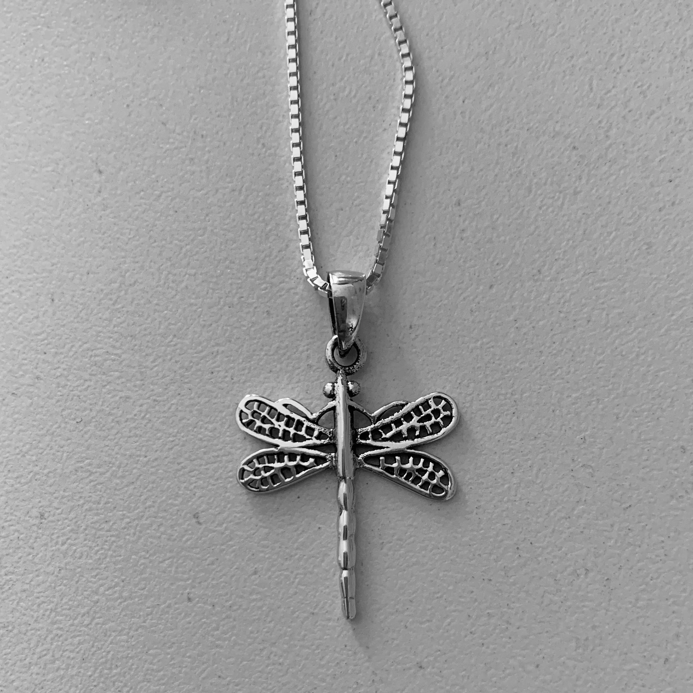 Sterling Silver Large Dragonfly Necklace, Silver Necklace, Boho Necklace, Spirit Necklace