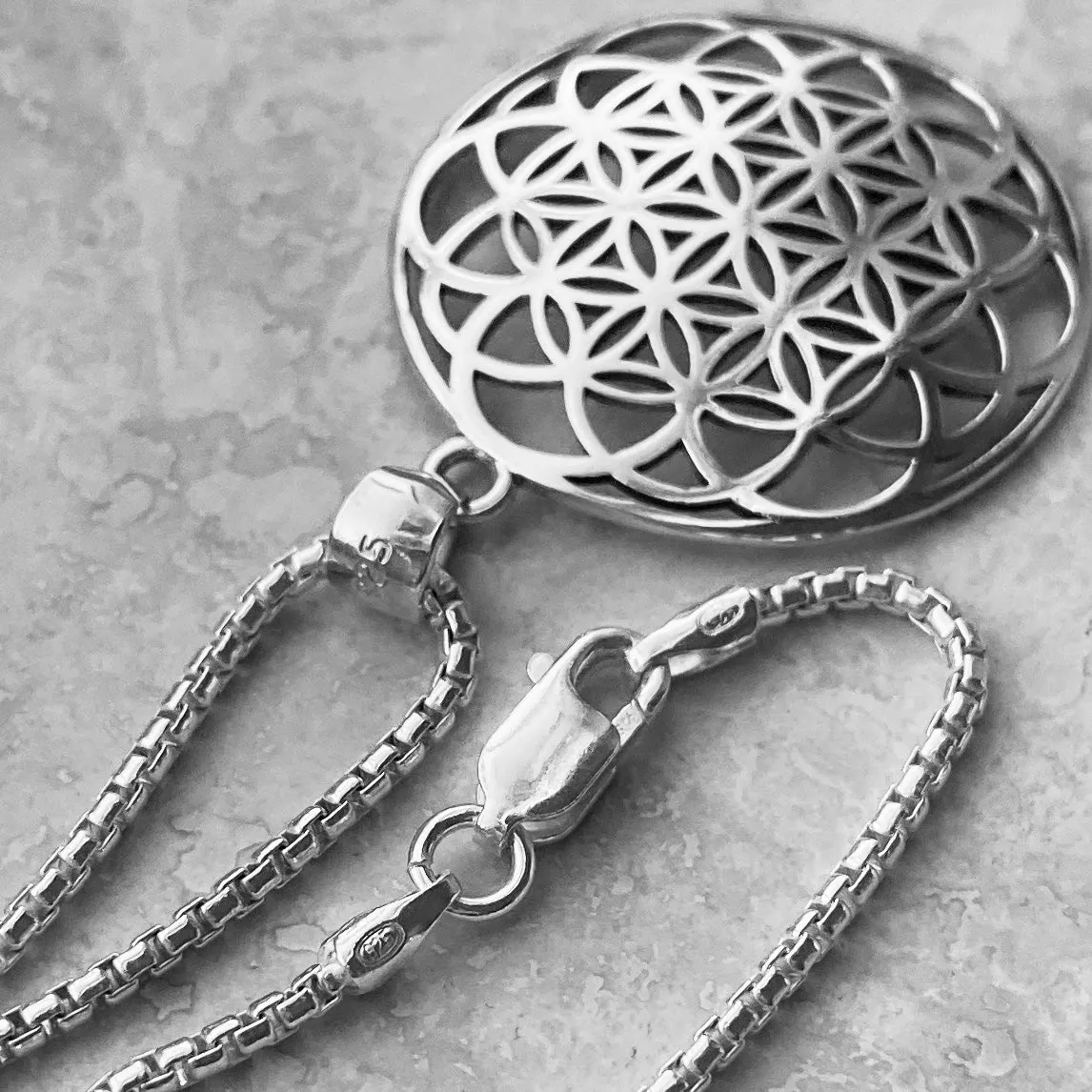 Sterling Silver Large Mandala Necklace, Silver Necklace, Flower Necklace, Boho Necklace