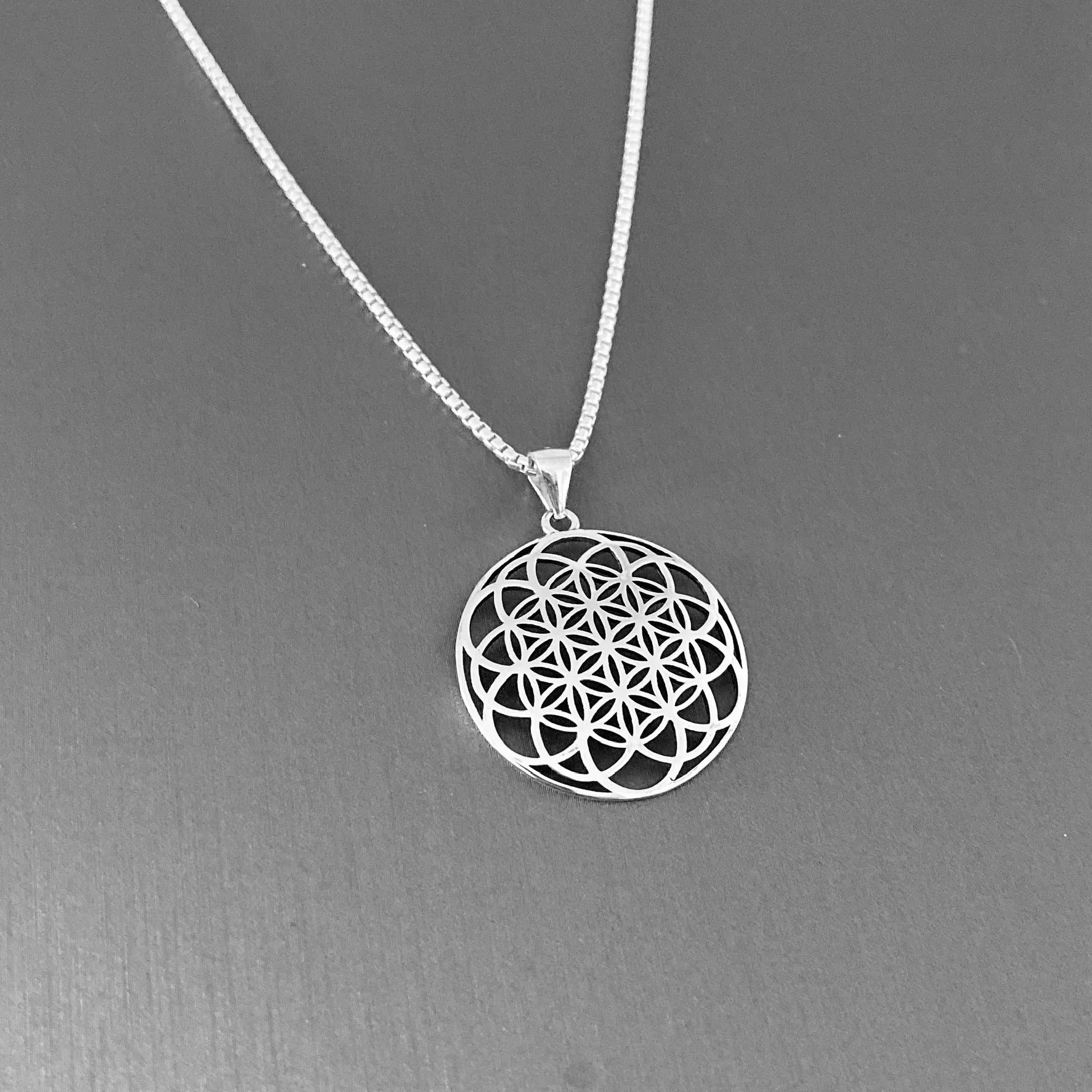 Sterling Silver Large Mandala Necklace, Silver Necklace, Flower Necklace, Boho Necklace