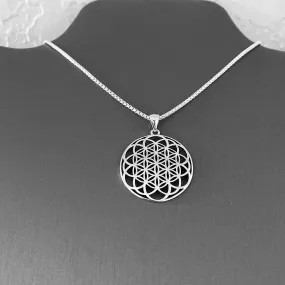 Sterling Silver Large Mandala Necklace, Silver Necklace, Flower Necklace, Boho Necklace