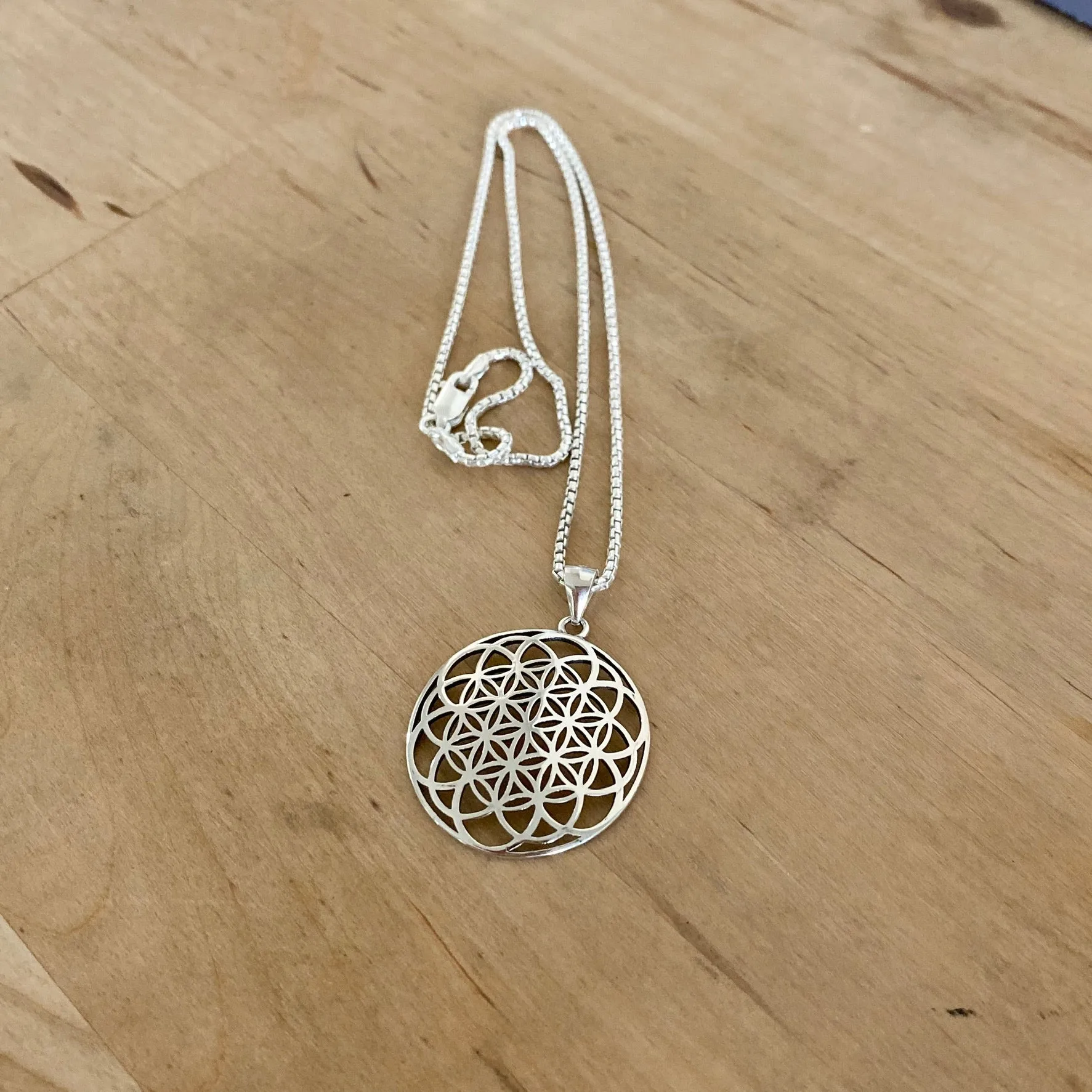 Sterling Silver Large Mandala Necklace, Silver Necklace, Flower Necklace, Boho Necklace