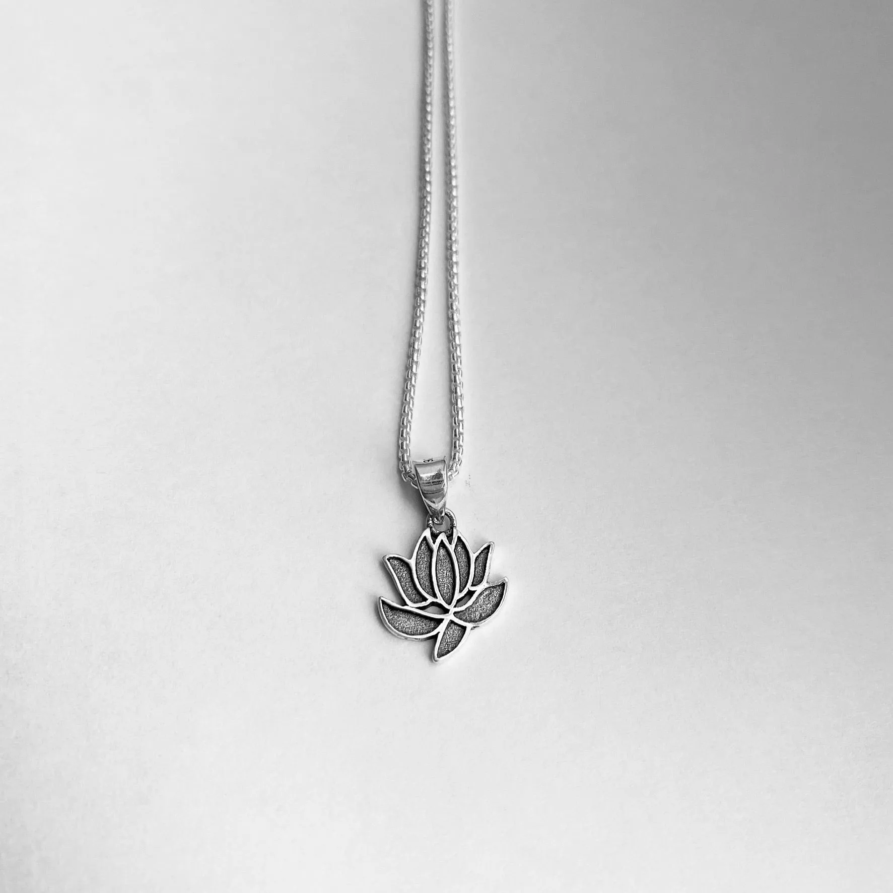 Sterling Silver Little Dainty Lotus Necklace, Silver Necklace, Flower Necklace, Boho Necklace