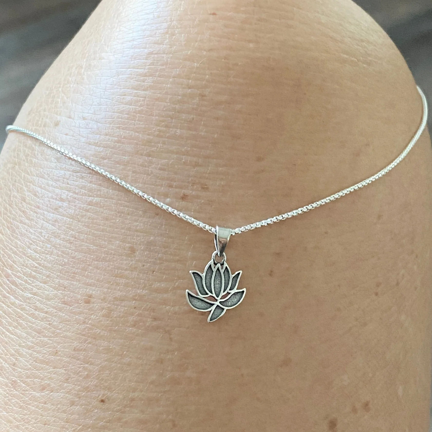 Sterling Silver Little Dainty Lotus Necklace, Silver Necklace, Flower Necklace, Boho Necklace