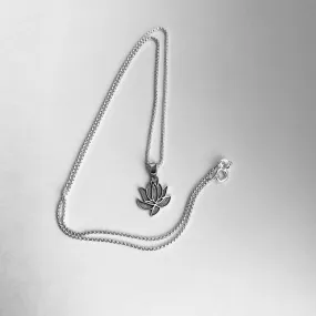 Sterling Silver Little Dainty Lotus Necklace, Silver Necklace, Flower Necklace, Boho Necklace