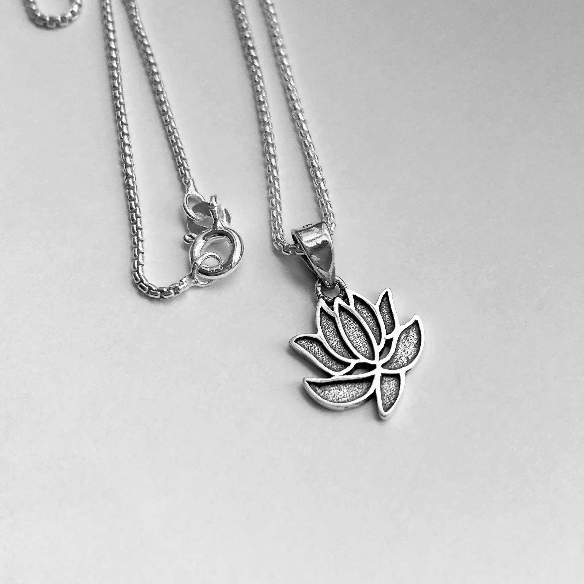 Sterling Silver Little Dainty Lotus Necklace, Silver Necklace, Flower Necklace, Boho Necklace