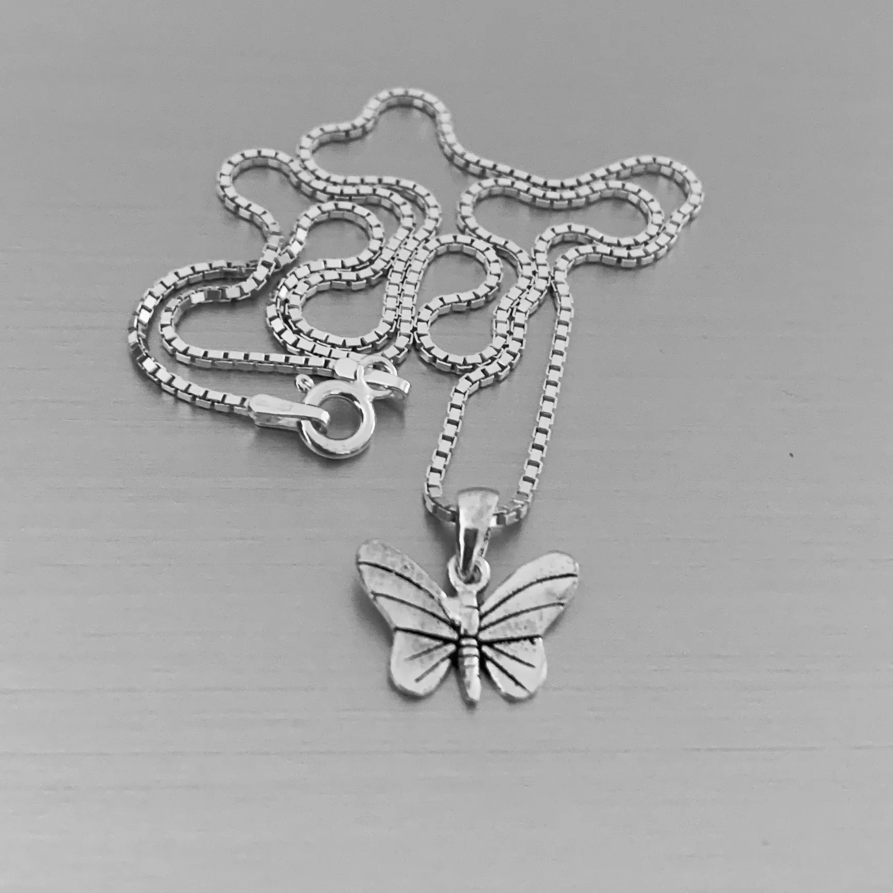 Sterling Silver Small Butterfly Necklace, Boho Necklace, Silver Necklace