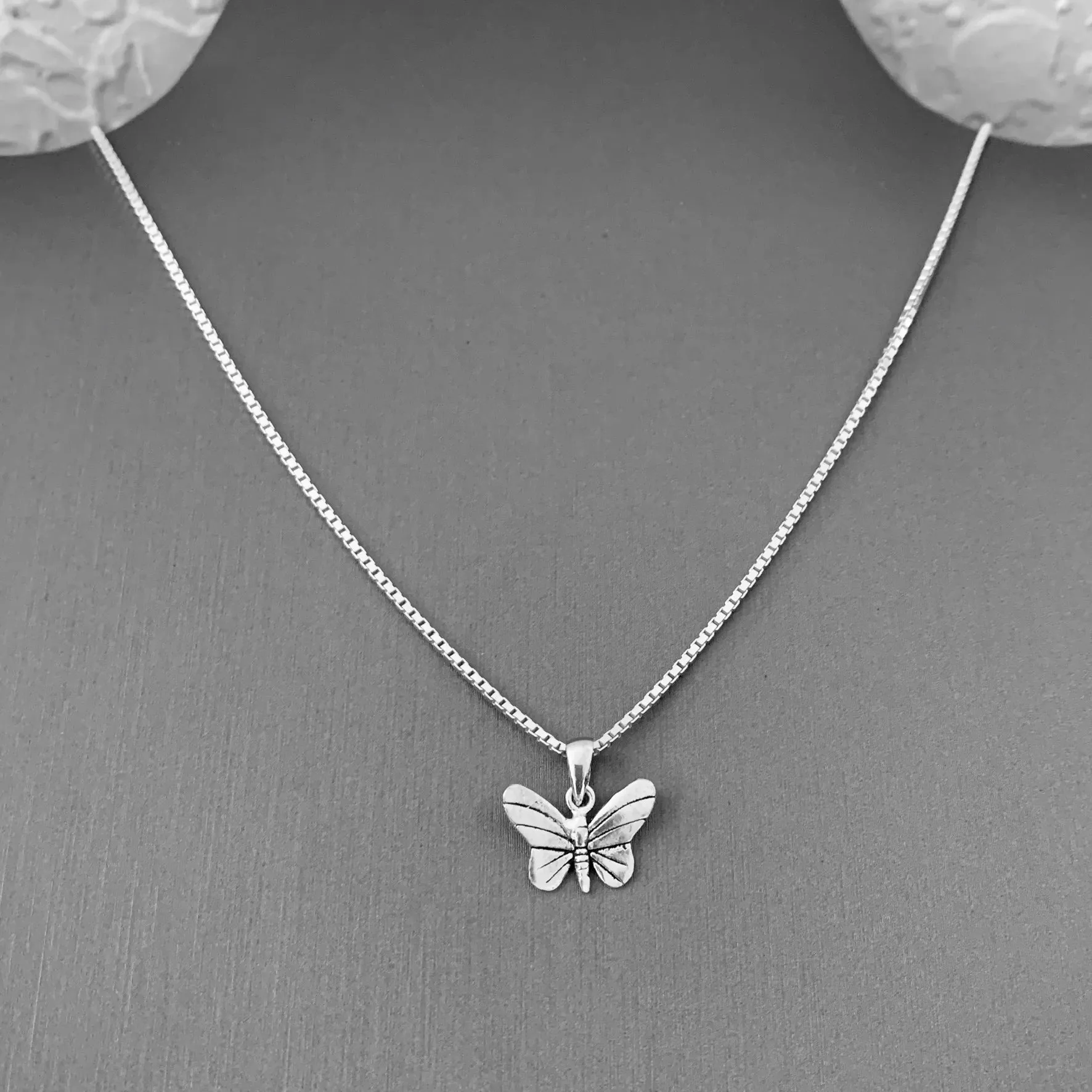 Sterling Silver Small Butterfly Necklace, Boho Necklace, Silver Necklace