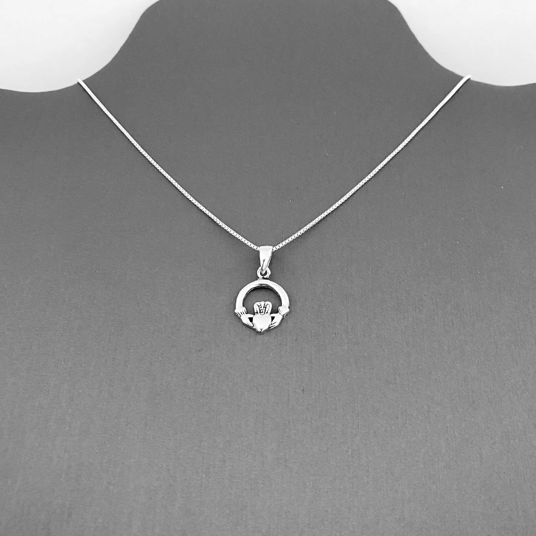 Sterling Silver Small Claddagh Necklace, Silver Necklace, Heart Necklace, Dainty Necklace