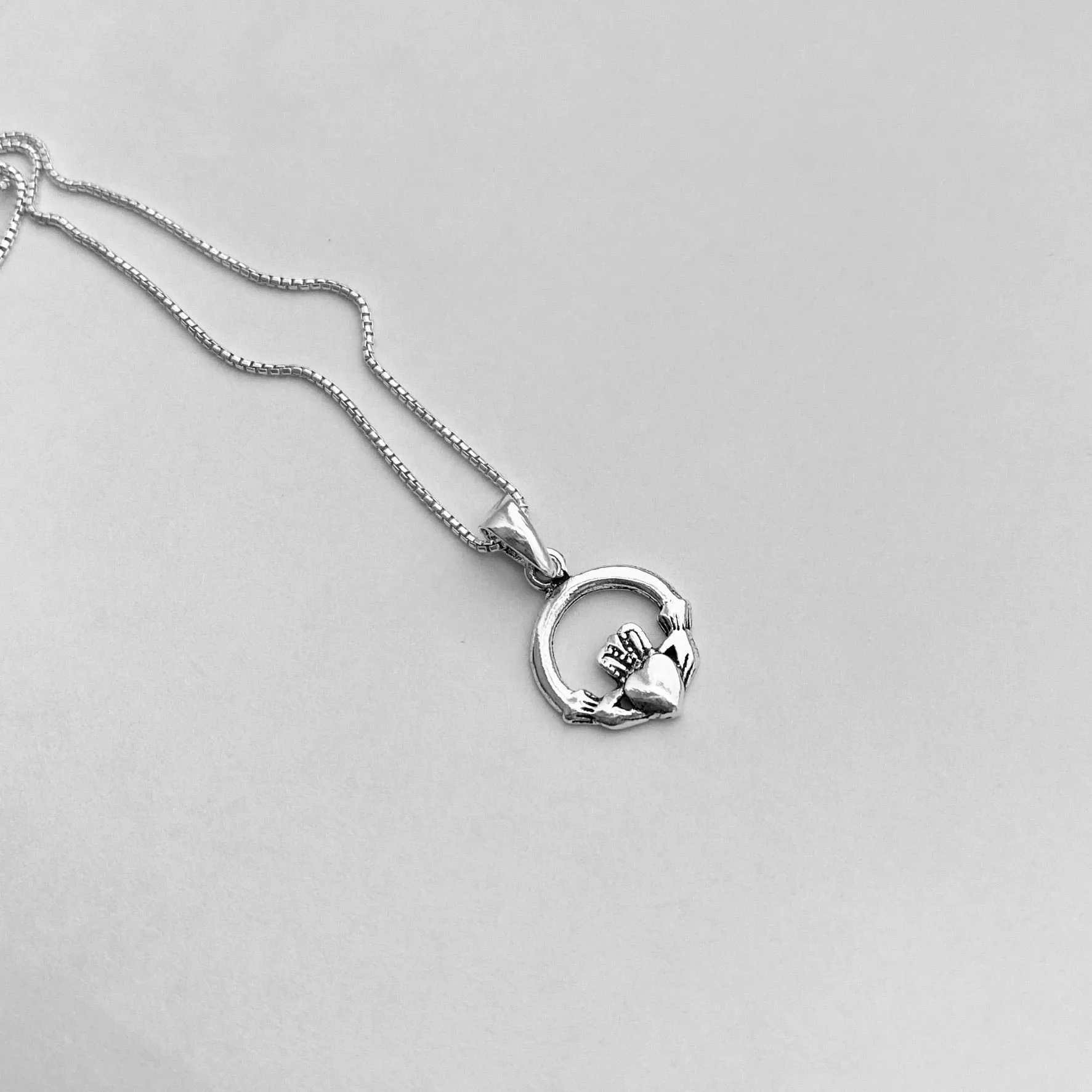 Sterling Silver Small Claddagh Necklace, Silver Necklace, Heart Necklace, Dainty Necklace