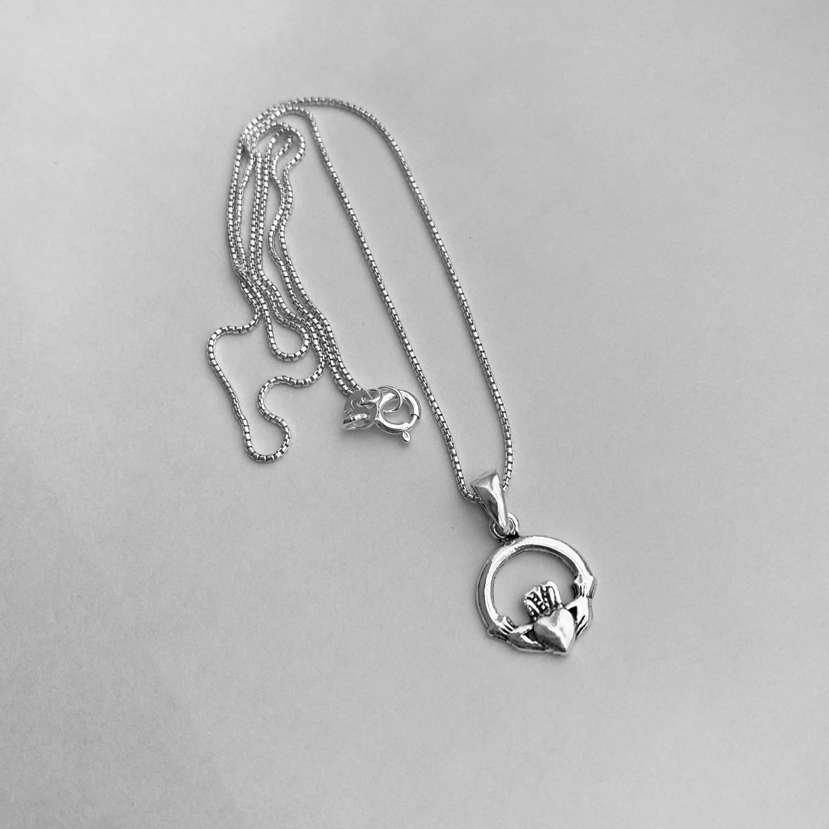 Sterling Silver Small Claddagh Necklace, Silver Necklace, Heart Necklace, Dainty Necklace