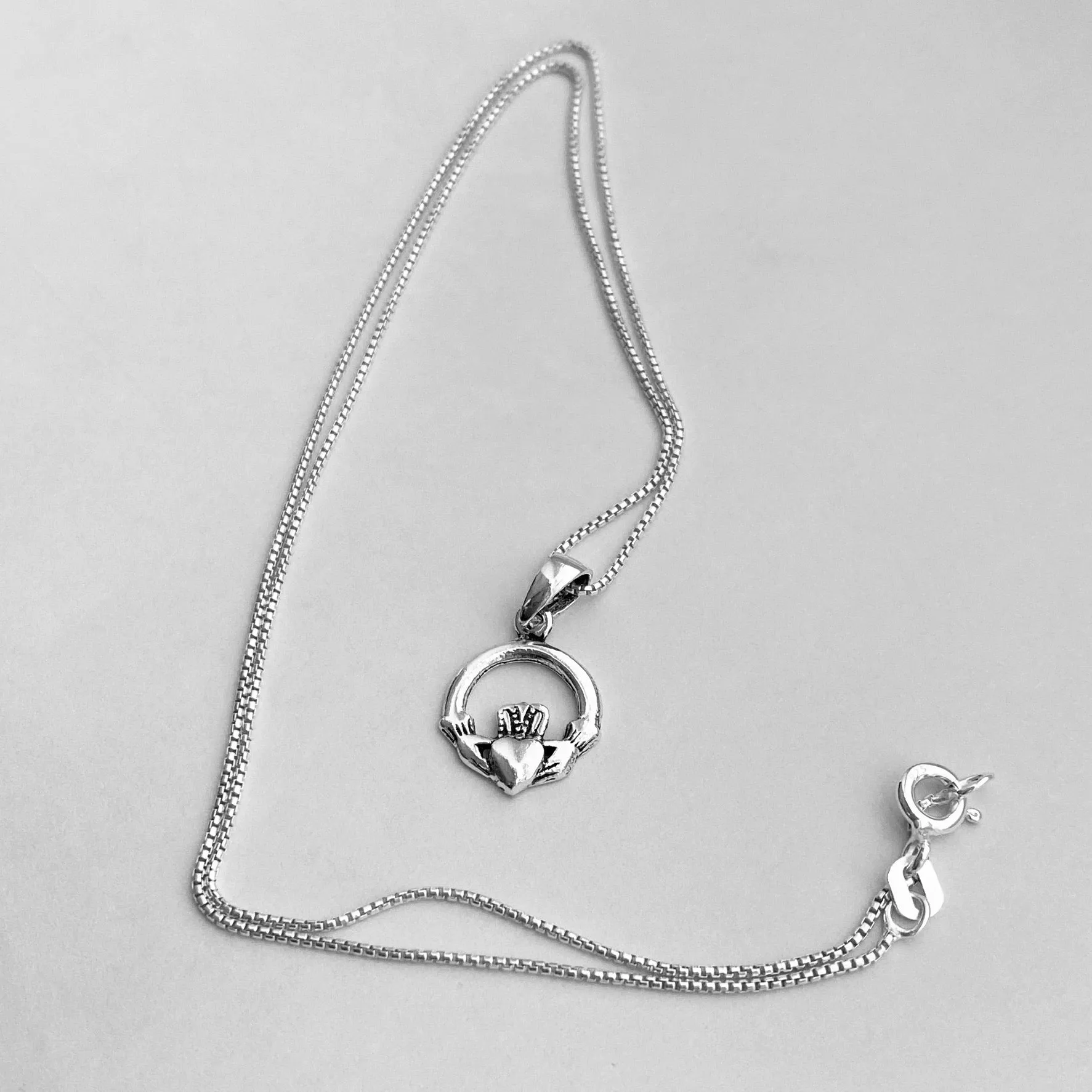 Sterling Silver Small Claddagh Necklace, Silver Necklace, Heart Necklace, Dainty Necklace
