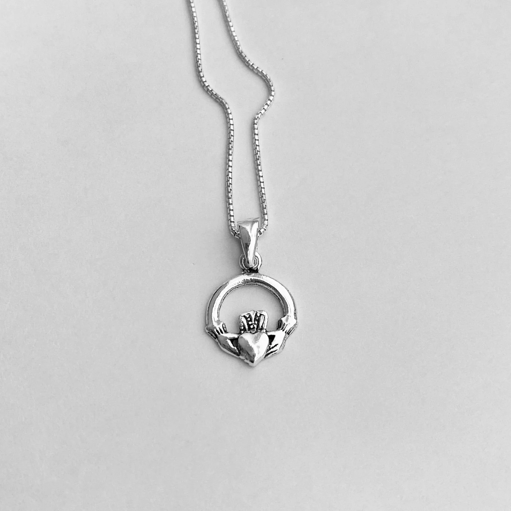 Sterling Silver Small Claddagh Necklace, Silver Necklace, Heart Necklace, Dainty Necklace