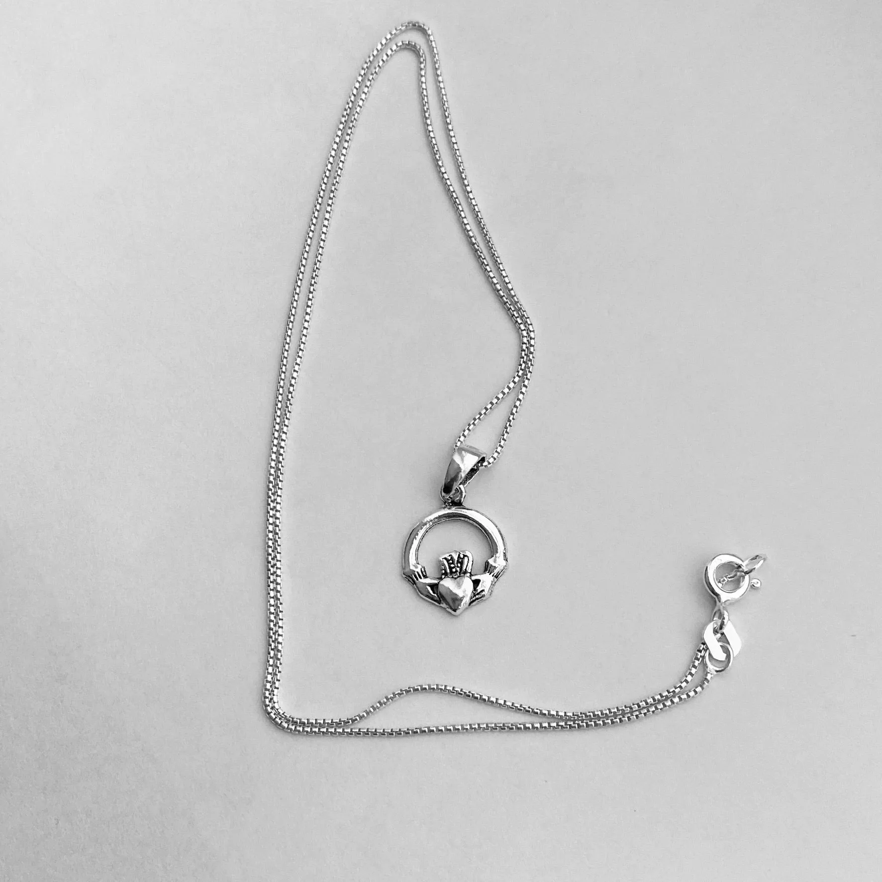 Sterling Silver Small Claddagh Necklace, Silver Necklace, Heart Necklace, Dainty Necklace