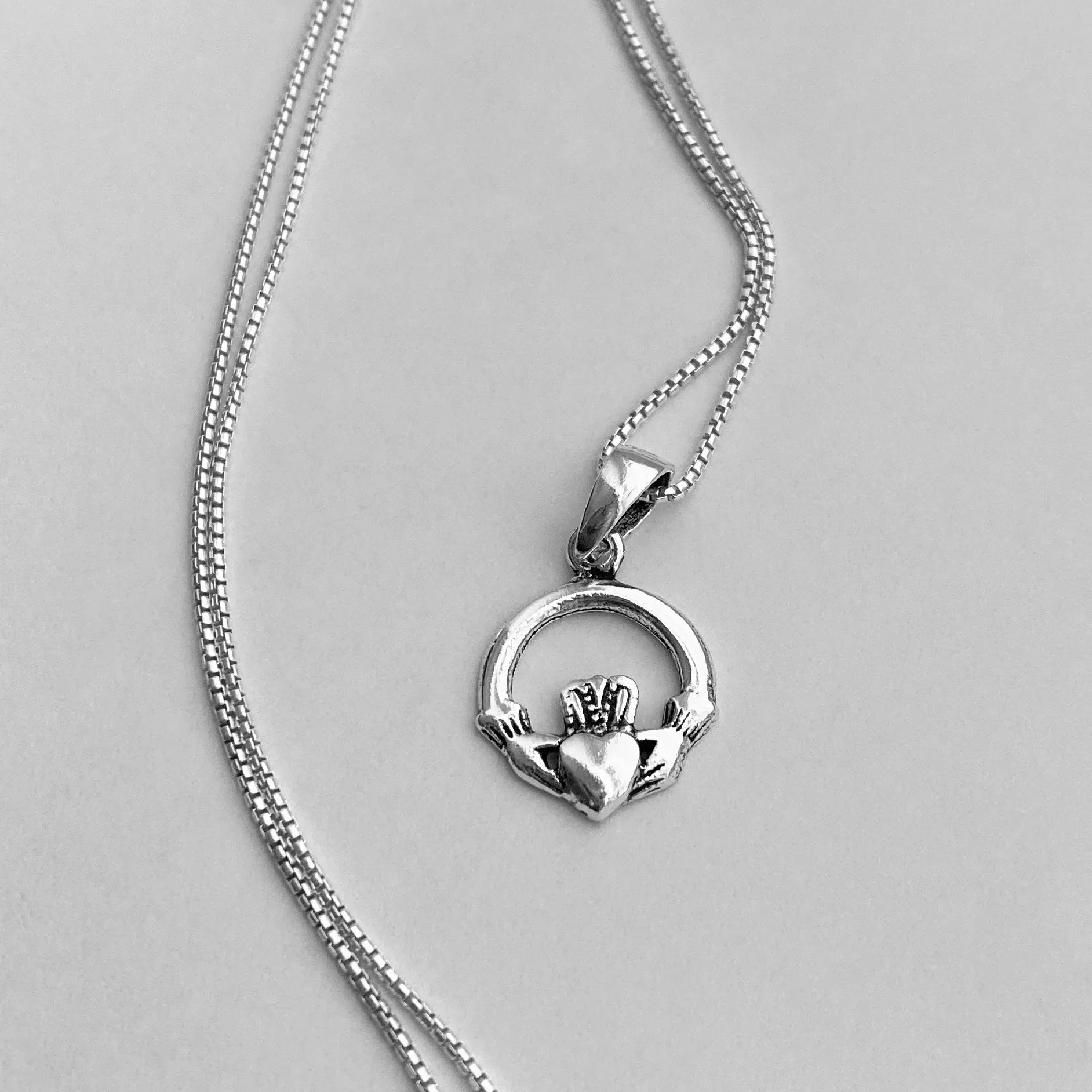 Sterling Silver Small Claddagh Necklace, Silver Necklace, Heart Necklace, Dainty Necklace