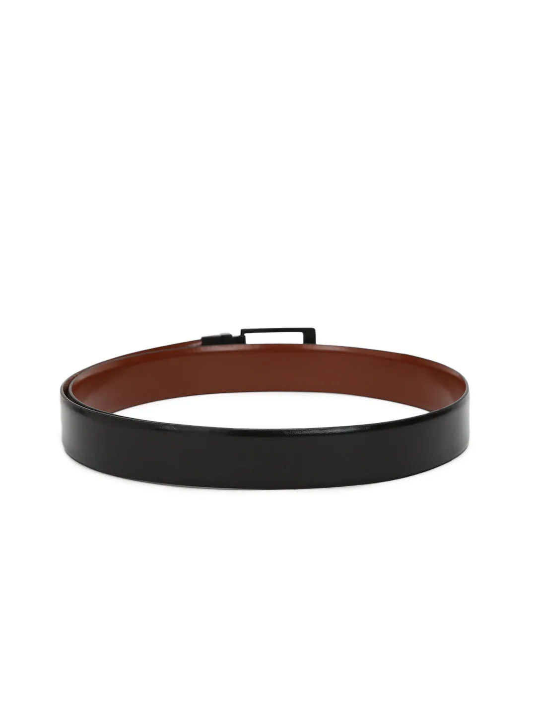Teakwood Genuine Leather Men Black & Brown Solid Reversible Leather Belt