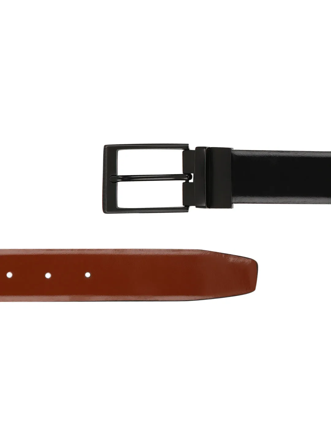 Teakwood Genuine Leather Men Black & Brown Solid Reversible Leather Belt