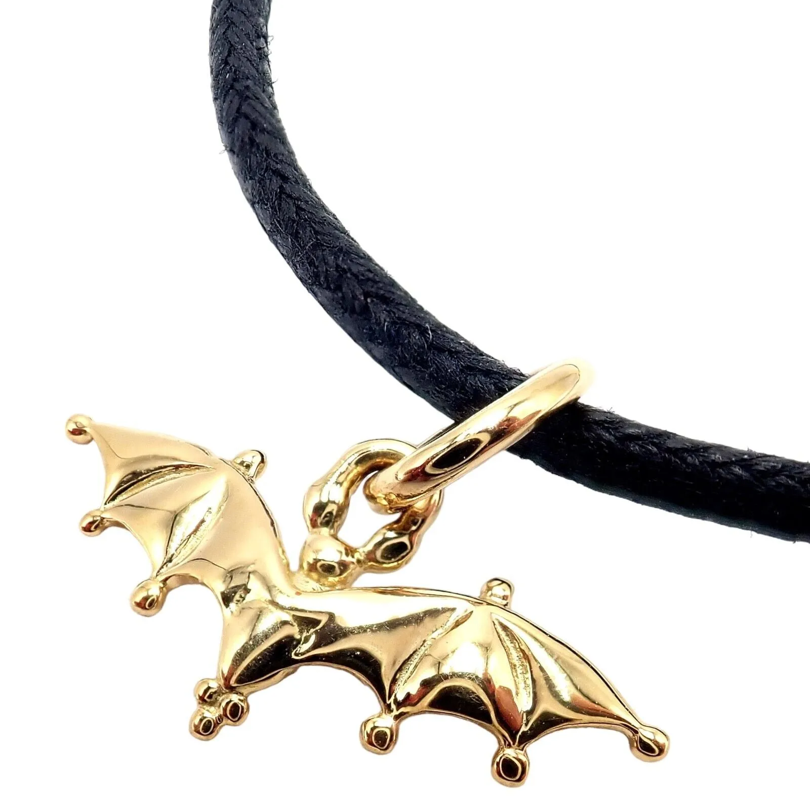 Temple St Clair 18k Gold Bat Charm Cord Bracelet