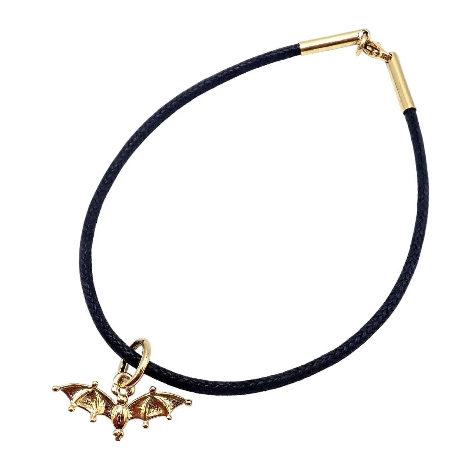 Temple St Clair 18k Gold Bat Charm Cord Bracelet
